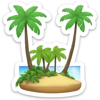 island with palms and plumerias sticker