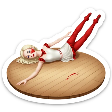 Dancer dead on stage full body lyiing on floor sticker