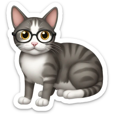 a nerdy cat in front of a computer **WITHOUT** glasses sticker