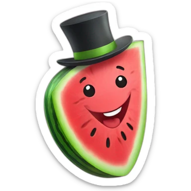 Happy Watermelon slice wearing a top hat sticker