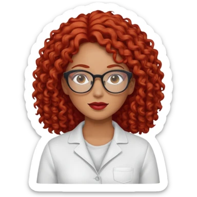 rizada peli roja , trigueña , con lentes y ropa blanca  sticker