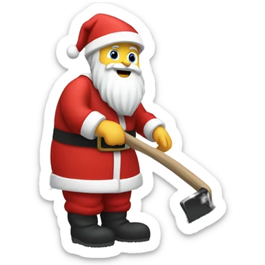 Santa Claus raking gravel sticker
