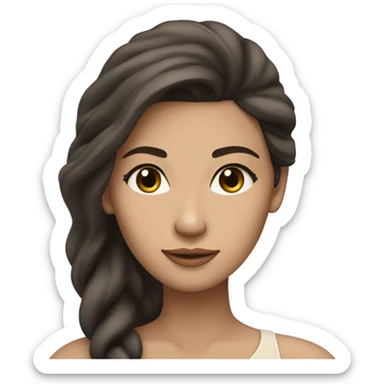 Beautiful woman, long dark brown hair, light beige skin, model sticker