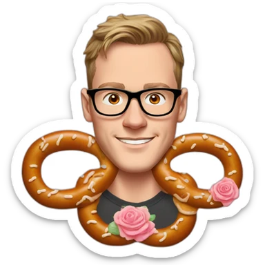 Jonathan Toews wearing glasses as a pretzel with pastel roses sticker