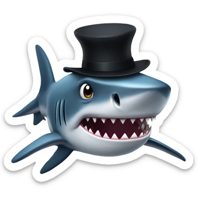 A shark with a black hat sticker