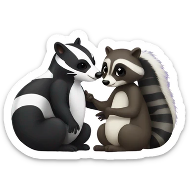 Skunk and Raccoon kissing sticker
