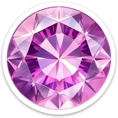 Round cut kunzite gemstone with holographic rainbow reflections, pink-purple crystal gem with brilliant facets sticker
