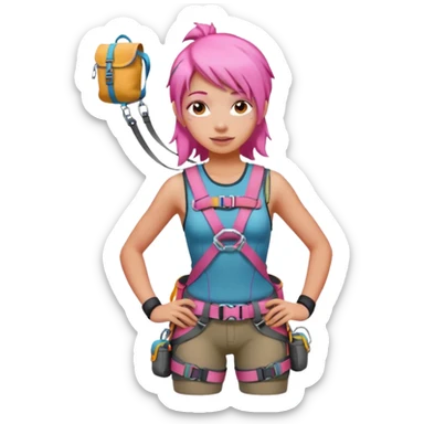 climber girl with pink hair sticker