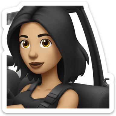 Black jeep compass driven by sexy brunette girl with black straight hair sticker