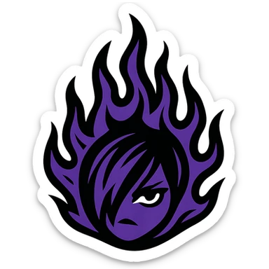 emo flame, black and purple sticker