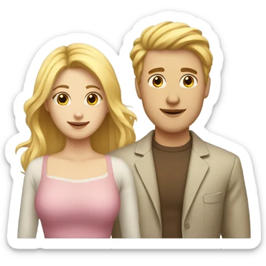 couple man with blonde hair und women with brown hair sticker