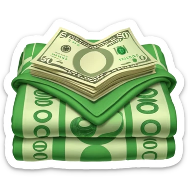 The blanket was spread wide open, and money lay beneath it. sticker