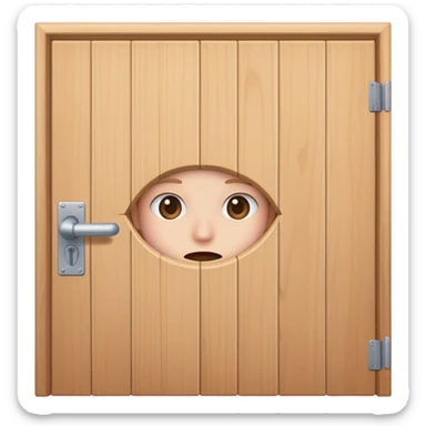 person hiding behind a door, only face peeking out from front side emoji sticker