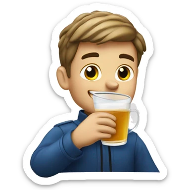 White boy enjoying a drink. Add a jet into the background sticker