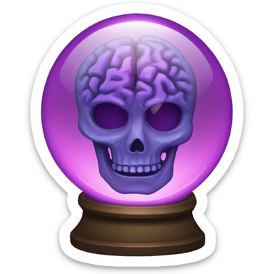 A glowing crystal ball with a brain inside it. sticker