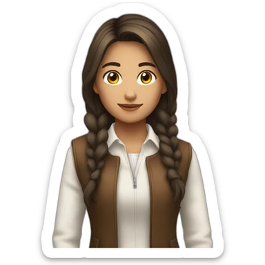 Une adolescente brune sur un cheval blanc sticker