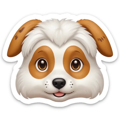 White dog with brown eyes and some long white body and white ears with brown spots curved on the sides sticker