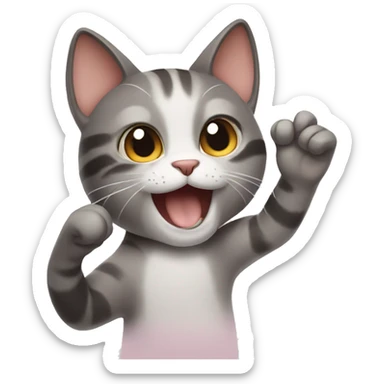 cat waving hand
 sticker