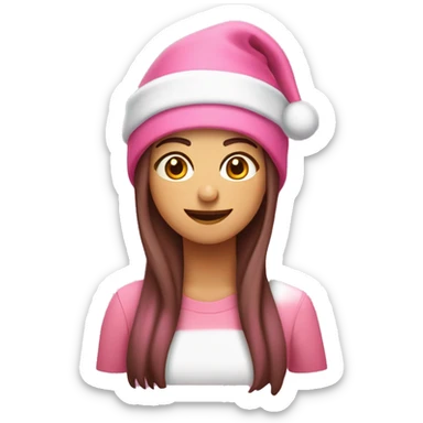 Faça uma garota morena com um gorro de Natal rosa sticker