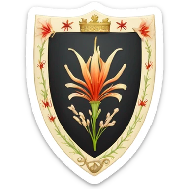 the lycoris flower in the royal shield as a coat of arms sticker
