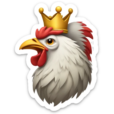 howling rooster with a crown on its head sticker
