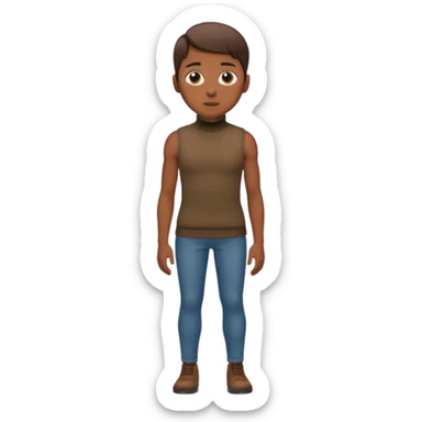 create an emoji, brown sleeveless turtleneck, wholebody sticker