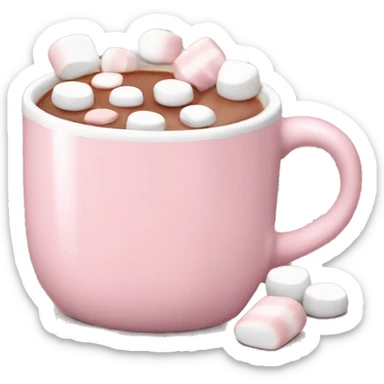 Light Pink mug of hot chocolate with marshmallows  sticker