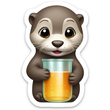 Cute otter holding beaker sticker