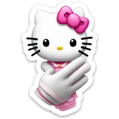 Hello kitty con la mano levantada  sticker