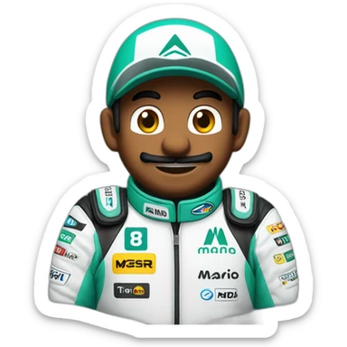 Mario in a Mercedes AMG Petronas racing suit sticker