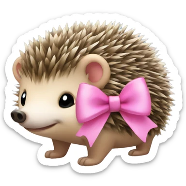 hedgehog with a pink bow sticker