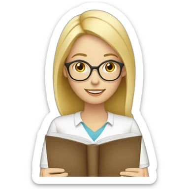 blond english teacher reading book sticker