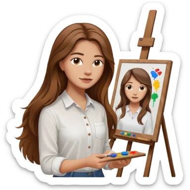 femme brune cheveux long atelier peinture sticker
