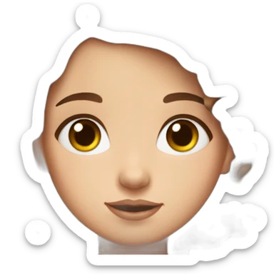 blue eyed girl with flower earrings and brown hair sticker