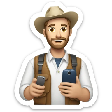 White farmer who communicate marketing phone sticker