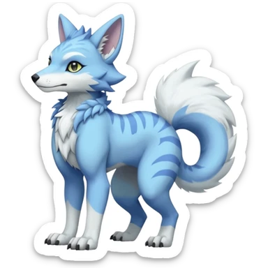 smooth soft pastel modern anthro furry vernid-trico-Protogen-Primagen-WereGarurumon-hybrid fursona by Falvie, LiLaiRa, AngieWolf sticker