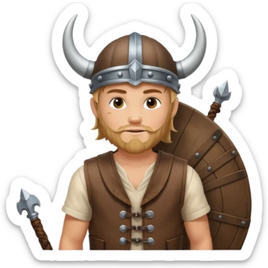 Young viking sailor on ship deck sticker