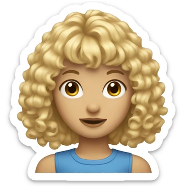 a girl with curly blonde hair and bangs  sticker