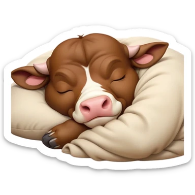 meme-worthy-cute-sleeping-domestic-bull-portrait-emoji,-head-resting-peacefully-with-a-contented-smile,-showcasing-a-robust,-muscular-build-and-a-luxuriously-soft-coat,-eyes-gently-closed-in-serene,-restful-slumber,-simplified,-solid-brown sticker