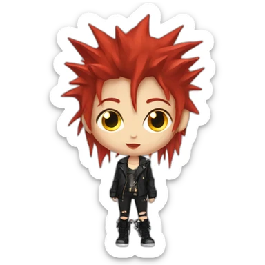 punk girl with spiky red hair devil horns gold eyes sticker