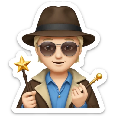 Un humain homme avec un chapeau  et des sunglasse et une baguette magique sticker