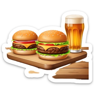 burger and a pint of beer sticker