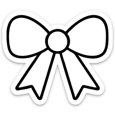 minimal outlined icon of a coquette bow sticker
