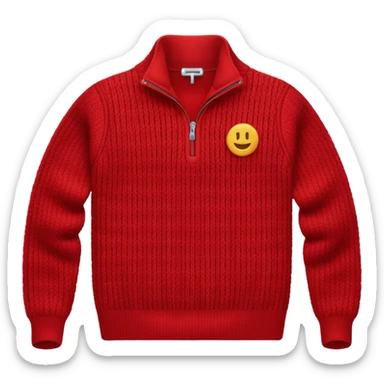 red knitted quarter zip with the knitting visible no emojis sticker