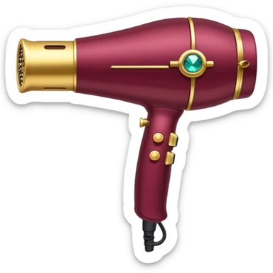 burgundy blow dryer covered in jewelry sticker