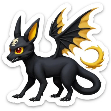 Nebulae Gothic Spooky Umbreon-Salandit-Cubone-Duskull-Noibat-Fakémon-hybrid-creature (full body)  sticker