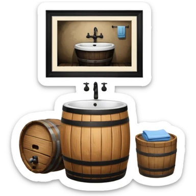 sink on a barrel bathroom sticker