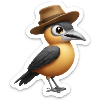 a Ballsack Bird with an Hat on sticker