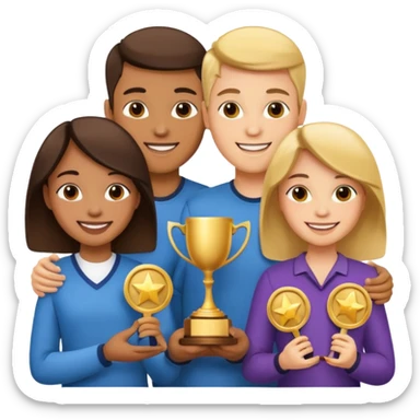 20 blue background awarrd with 3 people sticker