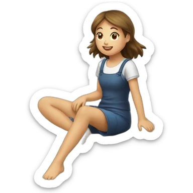 Fille assise sur une boulle de paille sticker